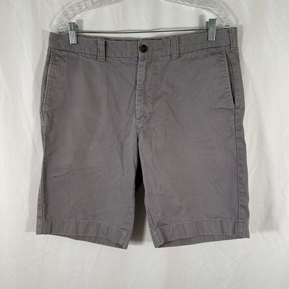 J Crew Shorts Men's 34W Grey Chino Rivington 100% Cotton Button Zip Short - Picture 1 of 9